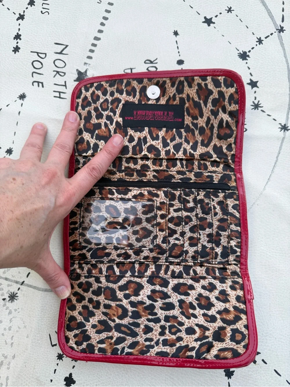 Lux De Ville red patent wallet